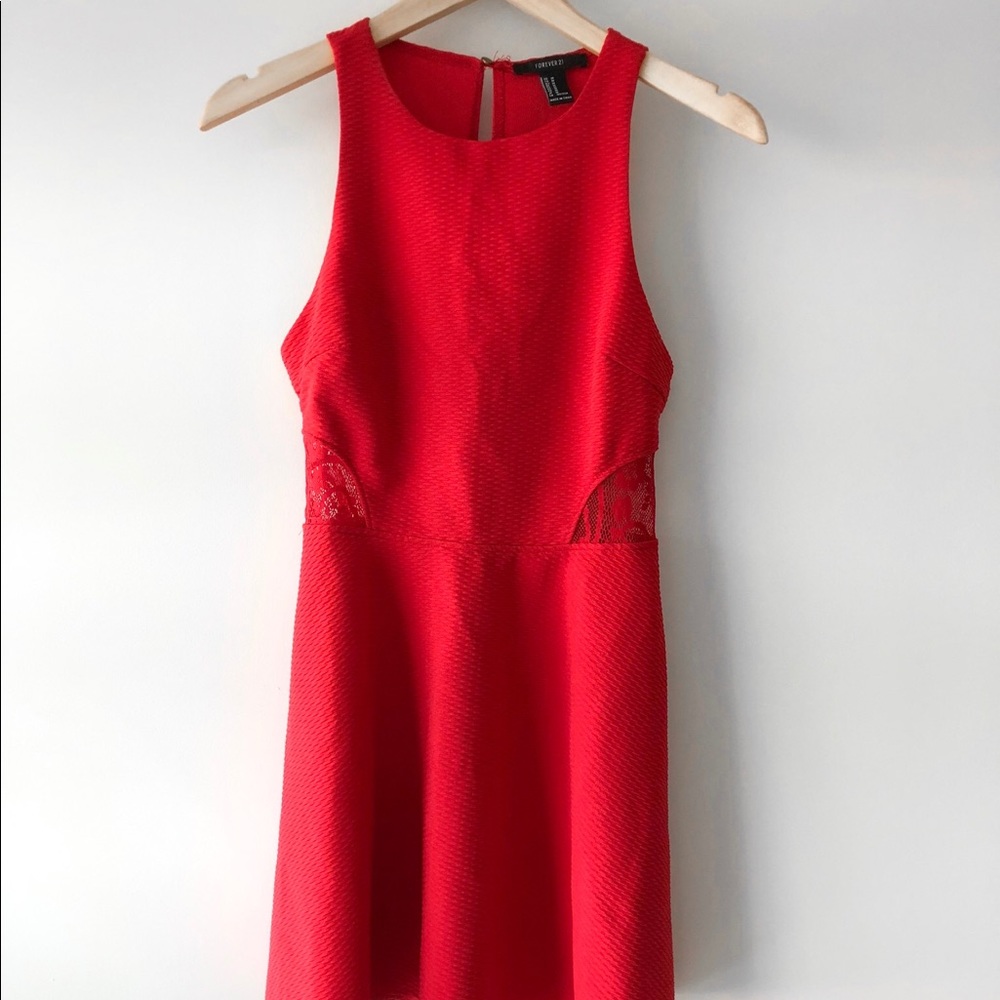 Forever 21 Skater Dress Semi Open Back Ribbed Lace